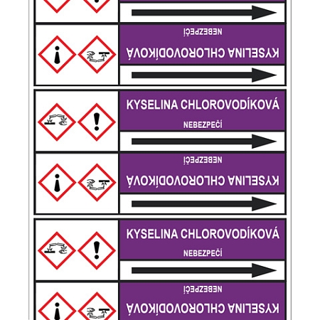 Značení potrubí, kyselina chlorovodíková,, 